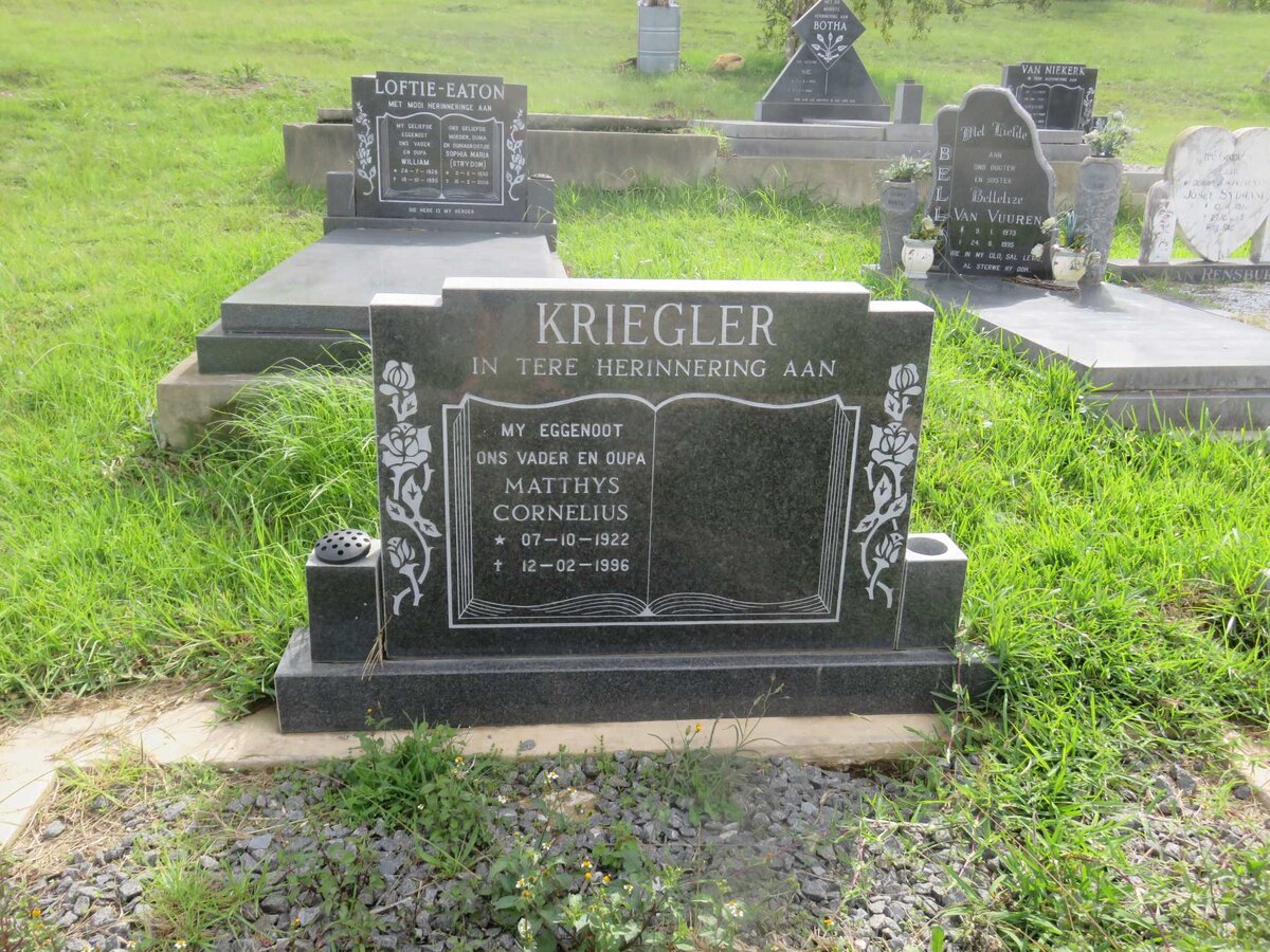 KRIEGLER Matthys Cornelius 1922-1996