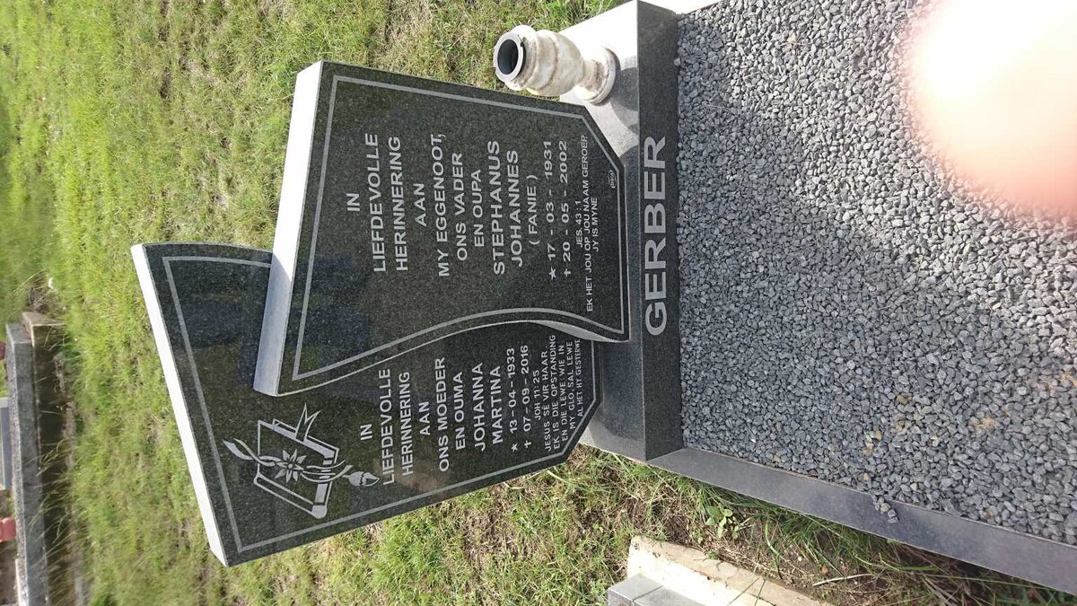 GERBER Stephanus Johannes 1931-2002 &amp; Johanna Martina 1933-2016
