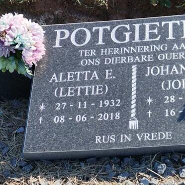 POTGIETER Johannes C. 1946-2019 &amp; Aletta E. 1932-2018
