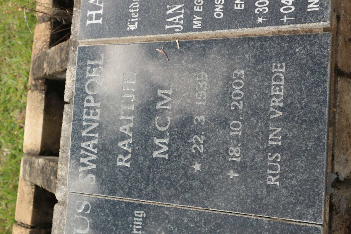 SWANEPOEL M.C.M. 1939-2003
