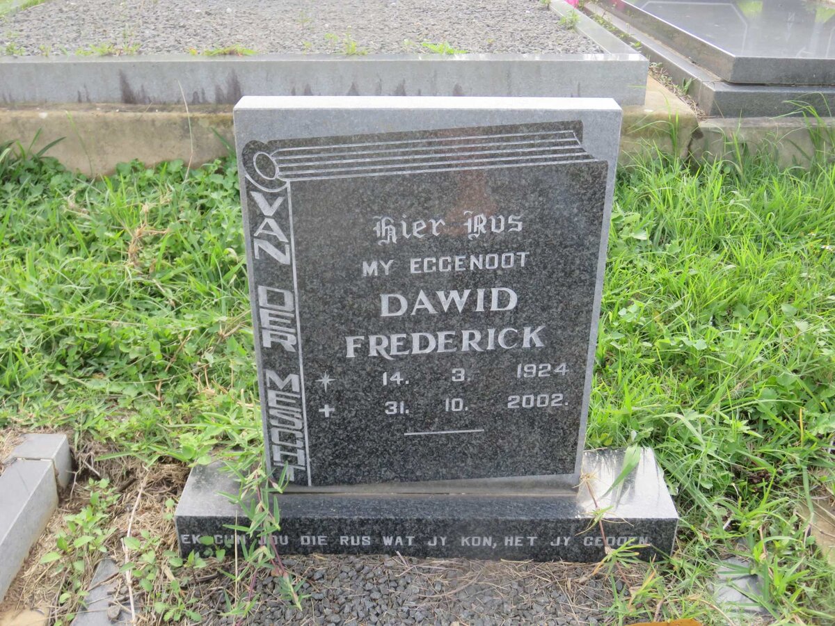 MESCHT Dawid Frederick, van der 1924-2002