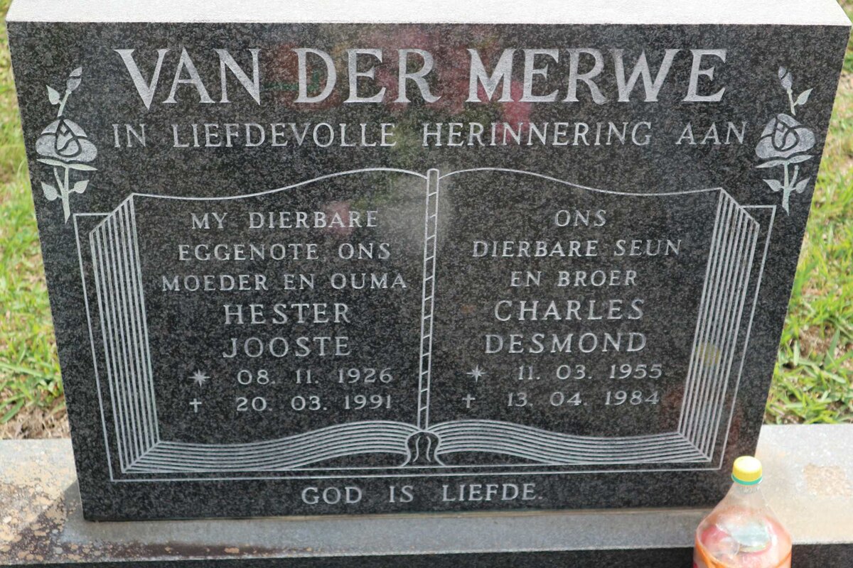 MERWE Charles Desmond, van der 1955-1984 :: JOOSTE Hester 1926-1991