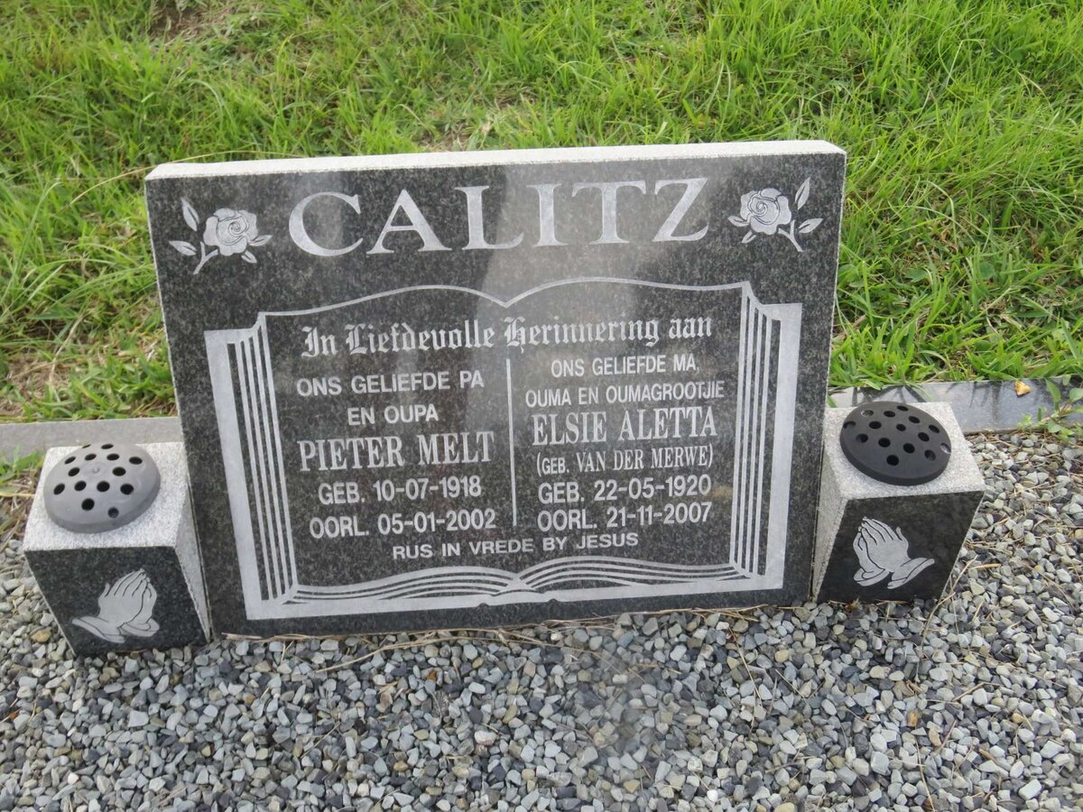 CALITZ Pieter Melt 1918-2002 &amp; Elsie Aletta VAN DER MERWE 1920-2007