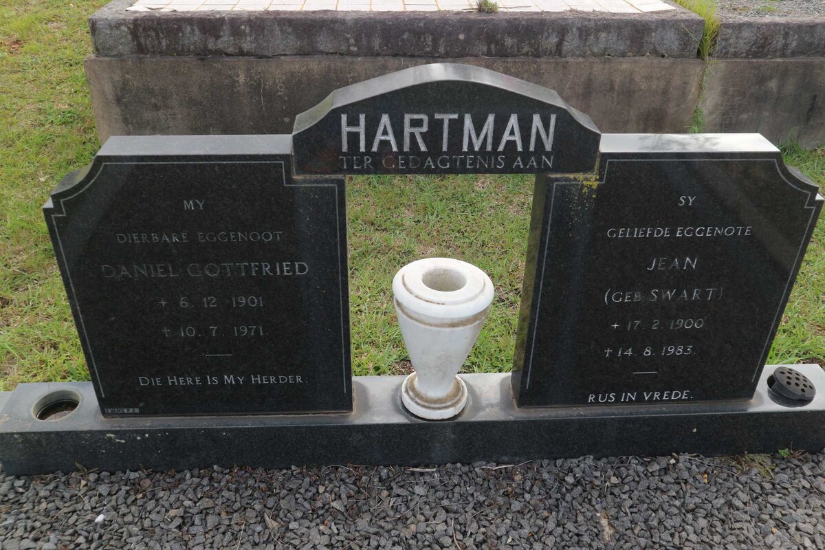 HARTMAN Daniel Gottfried 1901-1971 &amp; Jean SWART 1900-1983