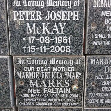 MCKAY Peter Joseph 1961-2008 :: MARKS Maemie Felicia nee FALTEIN 1943-2004:: CHEMALY Milad John 1927-2005