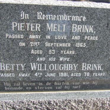 BRINK Pieter Melt -1965 &amp; Betty Willoughby -1991
