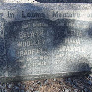 BRADFIELD Selwyn Woolley  1863-1935 &amp; Aletta Maria 1872-1980