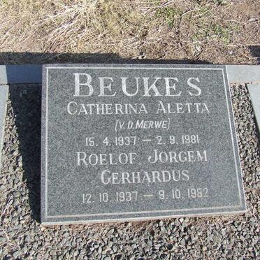 BEUKES Roelof Jorgem Gerhardus 1937-1982 &amp; Catherina Aletta V.D. MERWE 1937-1981