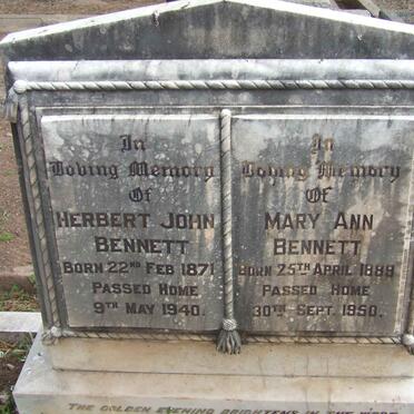 BENNETT Herbert John 1871-1940 &amp; Mary Ann 1889-1950