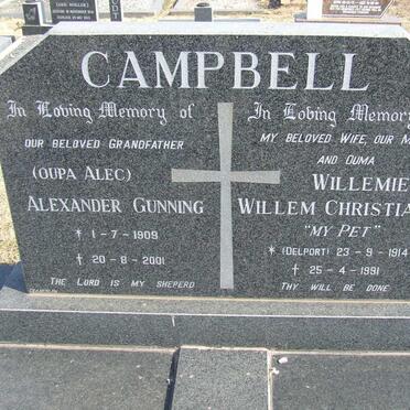 CAMPBELL Alexander Gunning 1909-2001 &amp; Willemien Willem Christiaan DELPORT 1914-1991