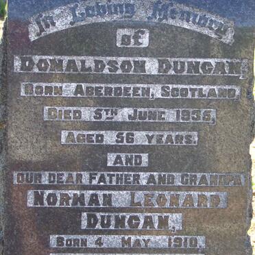 DUNCAN Donaldson -1935 :: DUNCAN Norman Leonard 1910-1977