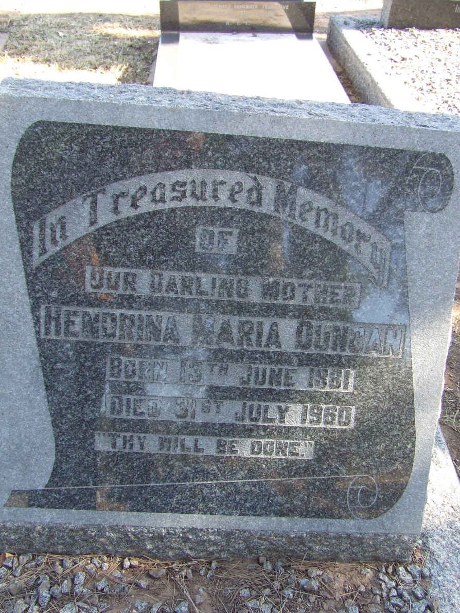 DUNCAN Hendrina Maria 1881-1960