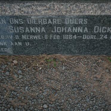 DICKS Susanna Johanna nee V.D. MERWE 1884-1953