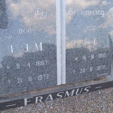 ERASMUS F.J.M. 1887-1972 &amp; L.C. 1910-1979