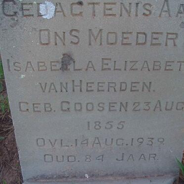 HEERDEN Isabella Elizabeth, van nee GOOSEN 1855-1939