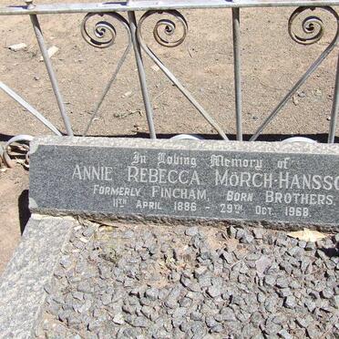 HANSSON Annie Rebecca, Mörch, formerly FINCHAM nee BROTHERS 1886-1968