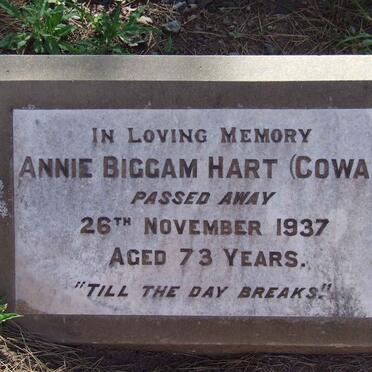 HART Annie Biggam nee COWAN -1937