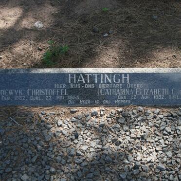 HATTINGH Lodewyk Christoffel 1882-1955 &amp; Catharina Elizabeth, formerly MEIRING nee GREYVENSTEIN 1892-1960