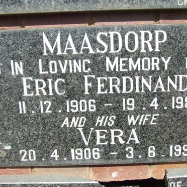 MAASDORP Eric Ferdinand 1906-1981 &amp; Vera 1906-1990