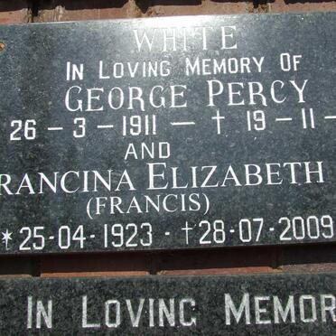 WHITE George Percy 1911-1980 &amp; Francina Elizabeth FRANCIS 1923-2009