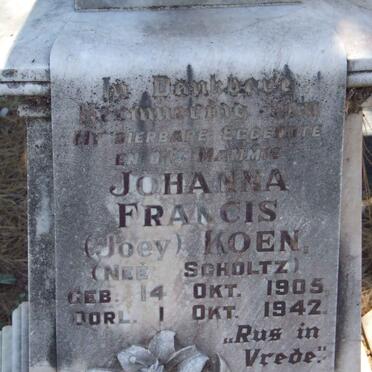 KOEN Johanna Francis nee SCHOLTZ 1905-1942