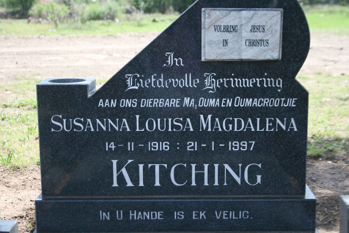 KITCHING Susanna Louisa Magdalena 1916-1997