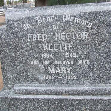 KLETTE Fred Hector 1886-1949 &amp; Mary 1895-1952