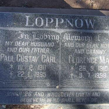 LOPPNOW Paul Gustav Carl 1911-1995 &amp; Florence May 1910-1998
