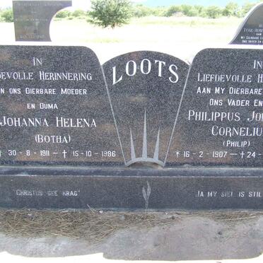 LOOTS Philippus Johannes Cornelius 1907-1974 &amp; Johanna Helena BOTHA 1911-1986