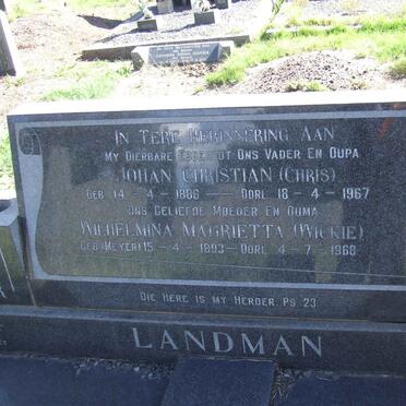 LANDMAN Johan Christian 1886-1967 &amp; Wilhelmina Magrieta MEYER 1893-1968