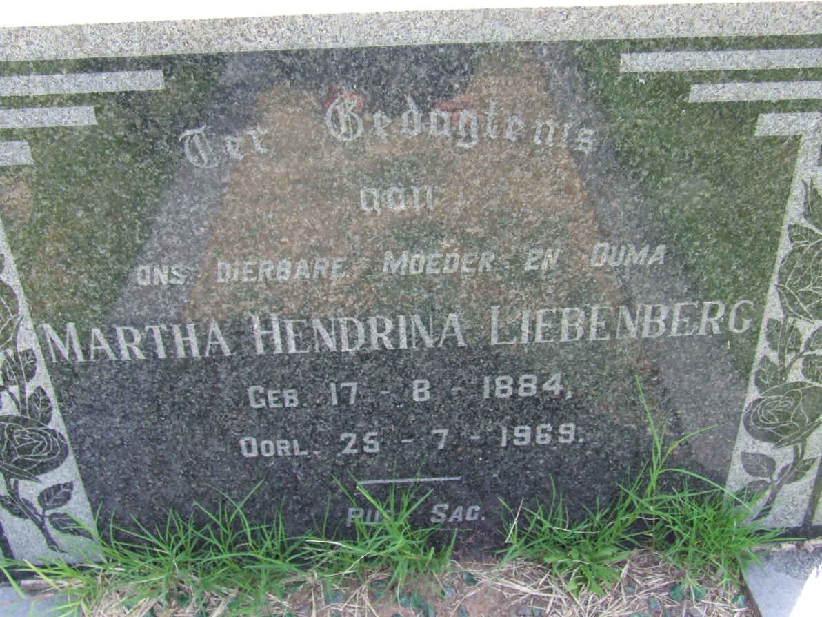 LIEBENBERG Martha Hendrina 1884-1969