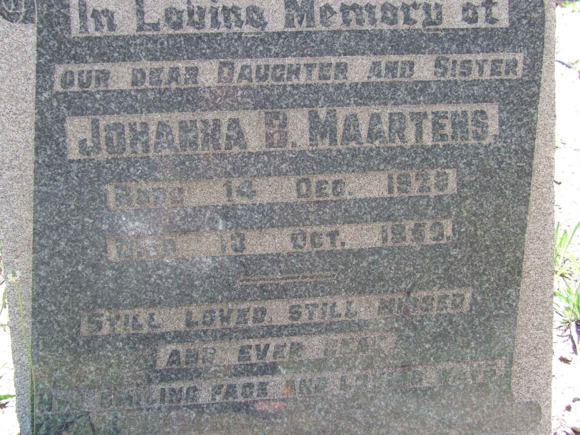 MAARTENS Johanna B. 1920-1950