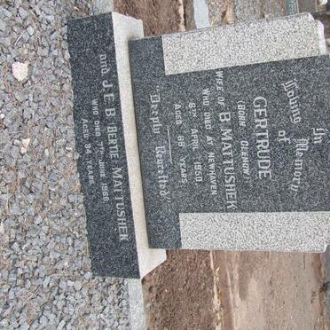 MATTUSHEK J.E.B. -1968 &amp; Gertrude GLENOW -1950