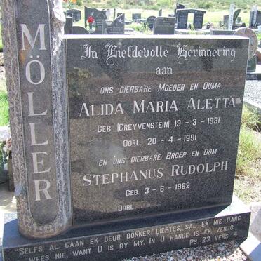 MÖLLER Alida Maria Aletta nee GREYVENSTEIN 1931-1991 ::MÖLLER Stephanus Rudolph 1962-