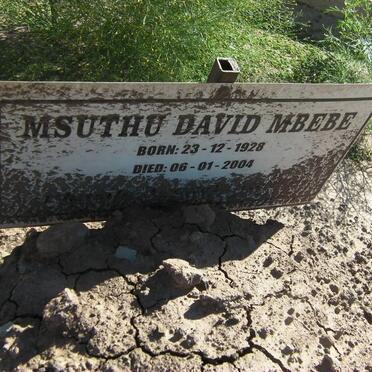 MBEBE Msuthu David 1928-2004
