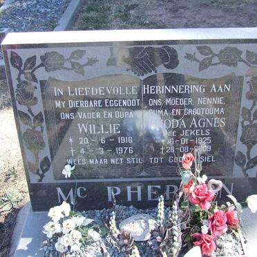 McPHERSON Willie 1916-1976 &amp; Rhoda Agnes JEKELS 1925-2009