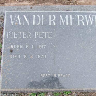 MERWE Pieter Pete, van der 1917-1970