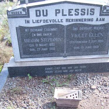 PLESSIS Abraham Stephanus, du 1895-1958 &amp; Violet Ellen FRONEMAN 1900-1969