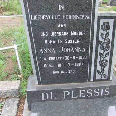 PLESSIS Anna Johanna, du nee GREEFF 1890-1967