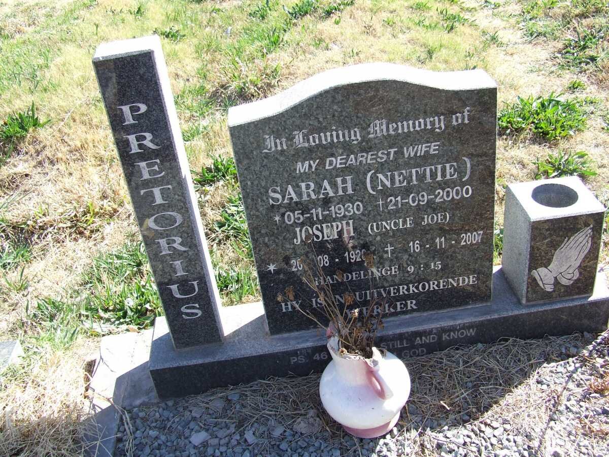 PRETORIUS Joseph 1920-2007 &amp; Sarah 1930-2000