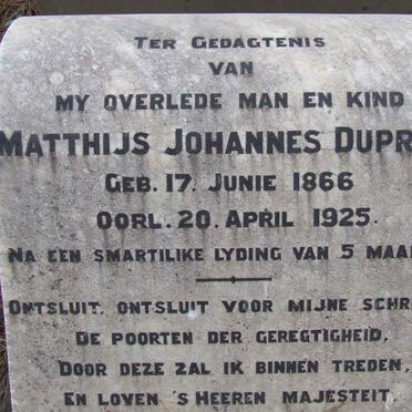 PREEZ Matthijs Johannes, du 1866-1925