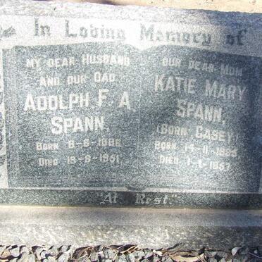 SPANN Adolph F.A. 1886-1951 &amp; Katie Mary CASEY 1885-1957