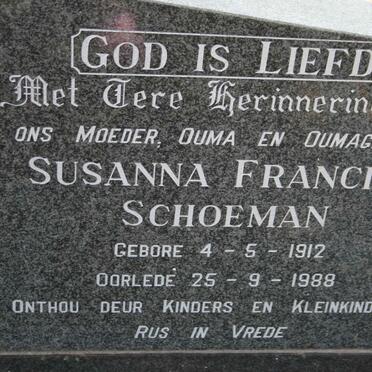SCHOEMAN Susanna Francina 1912-1988