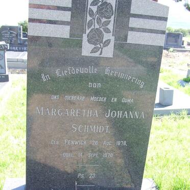 SCHMIDT Margaretha Johanna nee FENWICK 1878-1970
