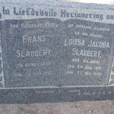 SLABBERT Frans 1888-1973 &amp; Louisa Jacoba VILJOEN 1891-1956