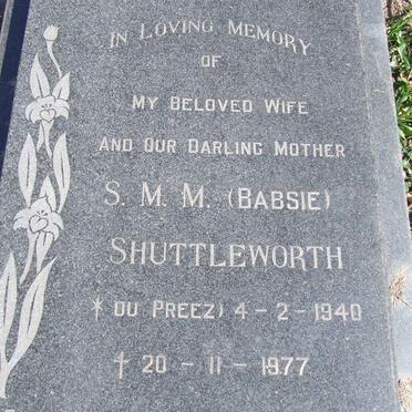 SHUTTLEWORTH S.M.M. nee DU PREEZ 1940-1977
