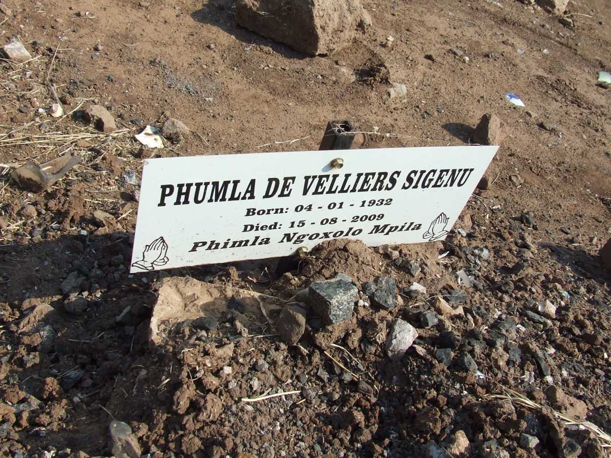 SIGENU Phumla de Velliers 1932-2009