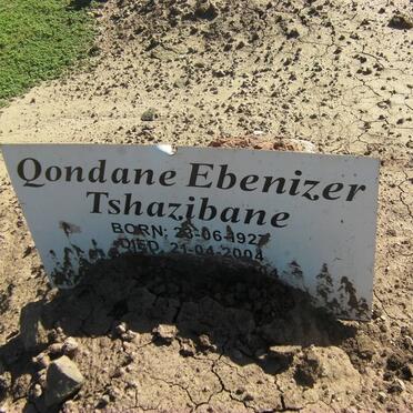 TSHAZIBANE Qondane Ebenizer 1937-2004