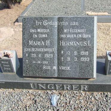 UNGERER Hermanus L. 1918-1993 &amp; Maria H. BEZUIDENHOUT 1929-2005