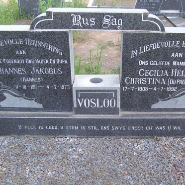 VOSLOO Johannes Jakobus 1911-1973 &amp; Cecilia Helena Christina DU PREEZ 1905-1992
